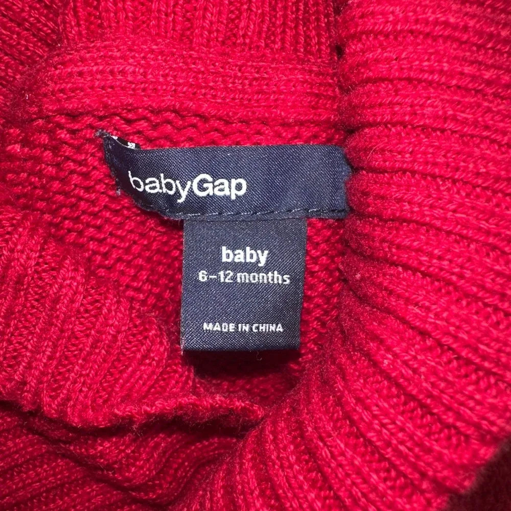 Baby Gap Red Cable Knit Sweater Romper Shawl Collar 6-12 Months Holiday Jumpsuit